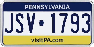 PA license plate JSV1793