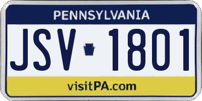 PA license plate JSV1801
