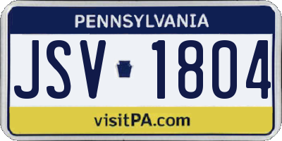 PA license plate JSV1804