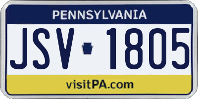 PA license plate JSV1805