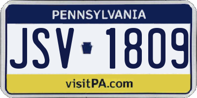 PA license plate JSV1809