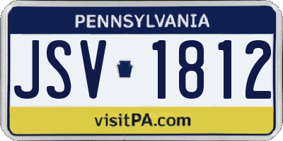 PA license plate JSV1812