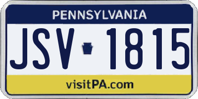PA license plate JSV1815