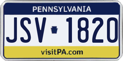 PA license plate JSV1820