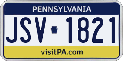PA license plate JSV1821
