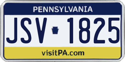 PA license plate JSV1825