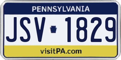 PA license plate JSV1829