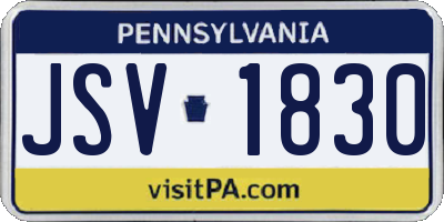 PA license plate JSV1830