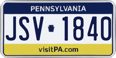 PA license plate JSV1840