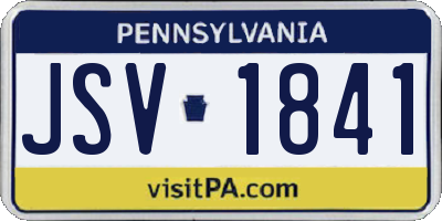 PA license plate JSV1841