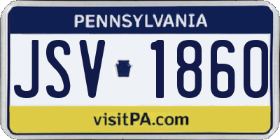 PA license plate JSV1860