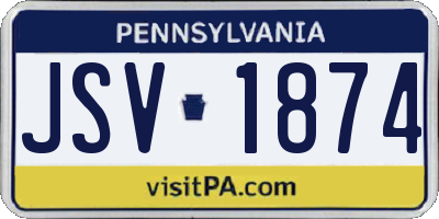 PA license plate JSV1874