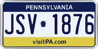 PA license plate JSV1876