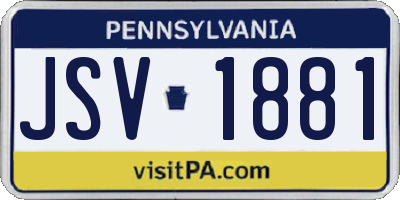 PA license plate JSV1881