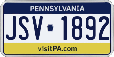 PA license plate JSV1892