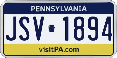 PA license plate JSV1894