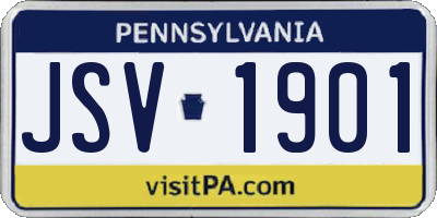 PA license plate JSV1901