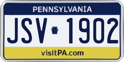 PA license plate JSV1902