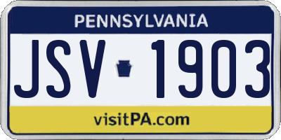 PA license plate JSV1903