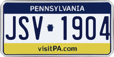 PA license plate JSV1904