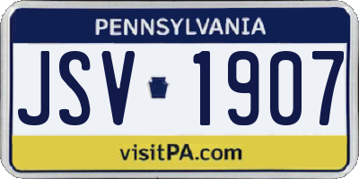 PA license plate JSV1907