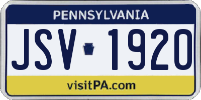 PA license plate JSV1920