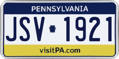 PA license plate JSV1921
