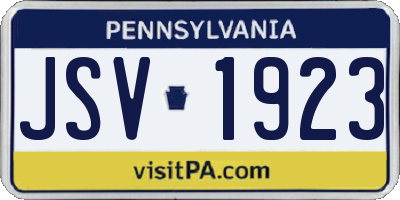 PA license plate JSV1923