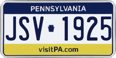 PA license plate JSV1925