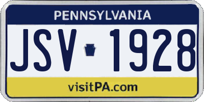 PA license plate JSV1928