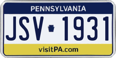 PA license plate JSV1931