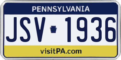PA license plate JSV1936