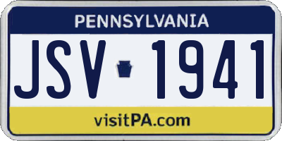 PA license plate JSV1941