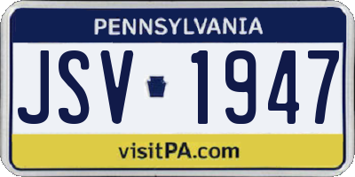 PA license plate JSV1947