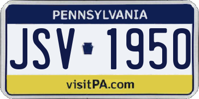 PA license plate JSV1950