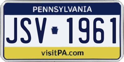 PA license plate JSV1961
