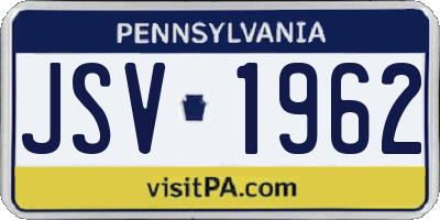PA license plate JSV1962