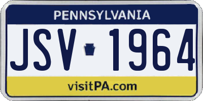 PA license plate JSV1964