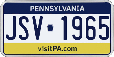 PA license plate JSV1965