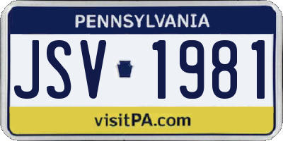 PA license plate JSV1981