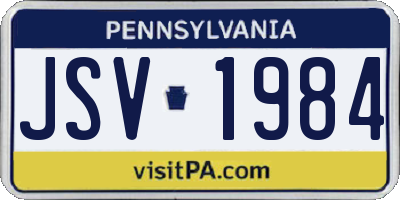 PA license plate JSV1984
