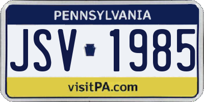 PA license plate JSV1985