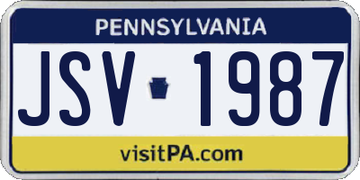 PA license plate JSV1987