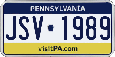 PA license plate JSV1989