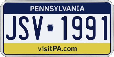 PA license plate JSV1991