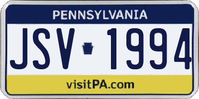 PA license plate JSV1994