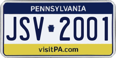 PA license plate JSV2001