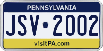 PA license plate JSV2002