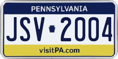 PA license plate JSV2004
