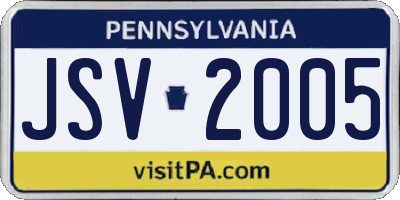 PA license plate JSV2005